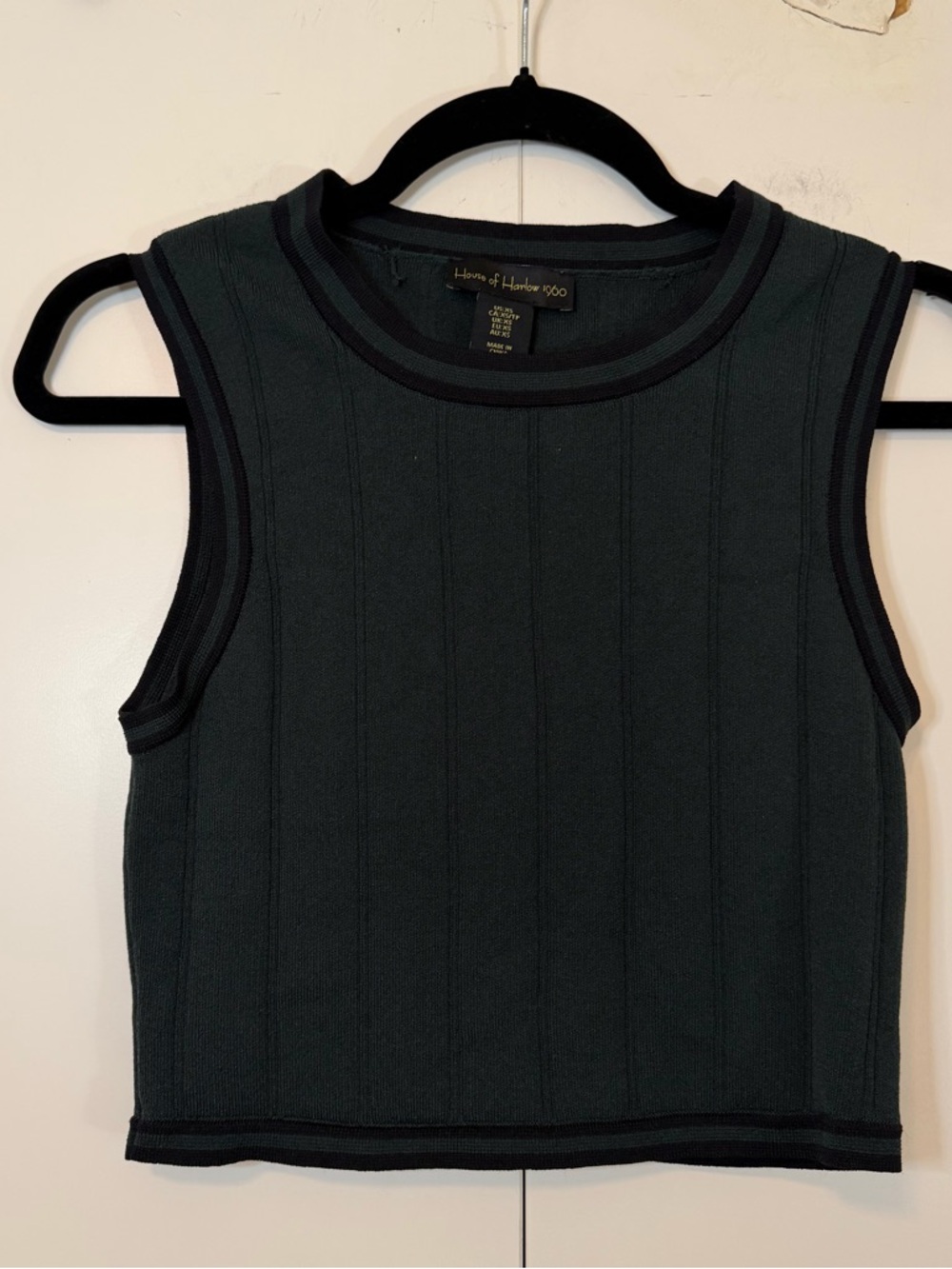 Forest Green Ribbed Knit House‎ of Harlow 1960 High Neck Tank Top